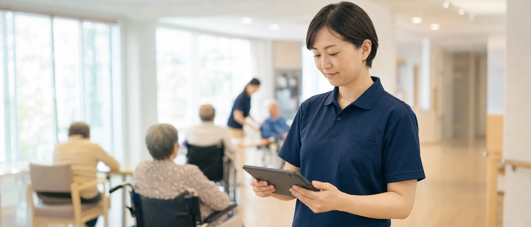 介護の現場で NexWell を使うイメージ