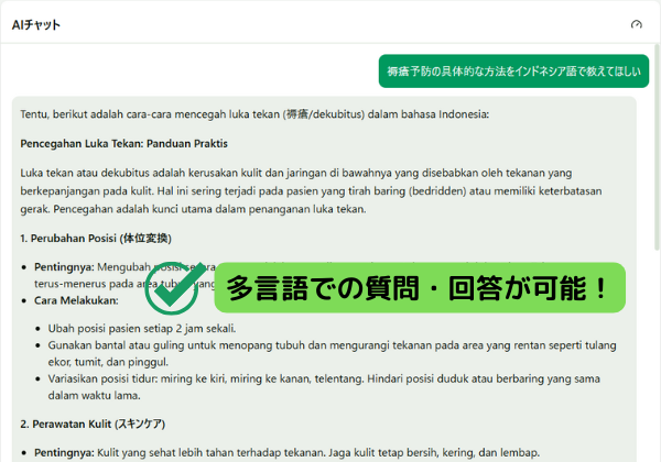 多言語対応機能のスクリーンショット